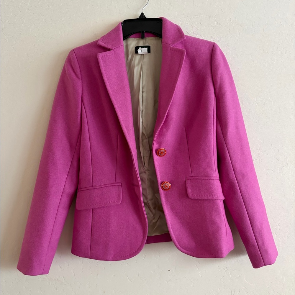 J Crew Pink Tailored Women's Blazer wool Jacket